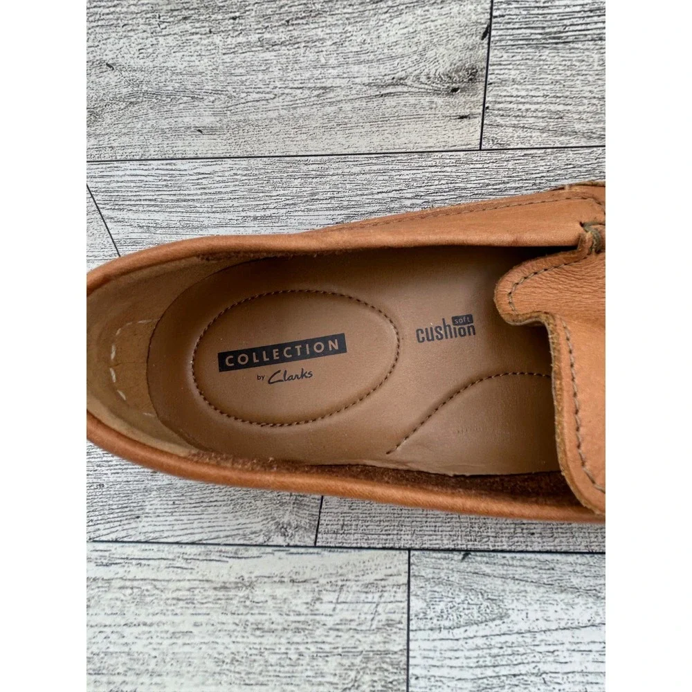 Clarks Men Tan Leather Slip On Loafers‎ Cushion Soft Shoes Sz 8.5M 261342907075